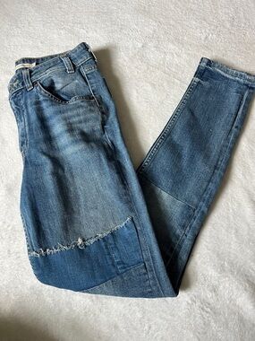Levi's High Rise Blue Patchwork Jeans